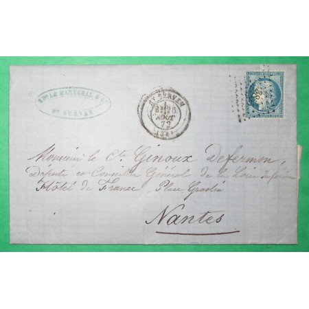 N°60A PC DU GC 3855 ST SERVAN ILLE ET VILAINE POUR NANTES LOIRE INFERIEURE 1872
