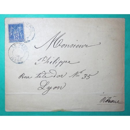 N°90 SAGE DAGUIN CAD TYPE A LE PEAGE ISERE BLEU POUR LYON RHONE 1896