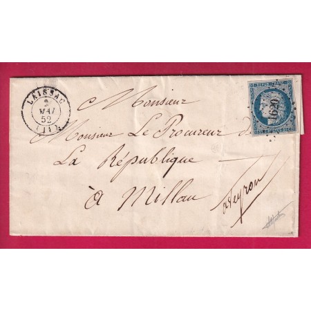 N°4 PC 1620 LAISSAC AVEYRON BLEU FONCE TTB SIGNE MATHIEU POUR MILLAU AVEYRON LETTRE