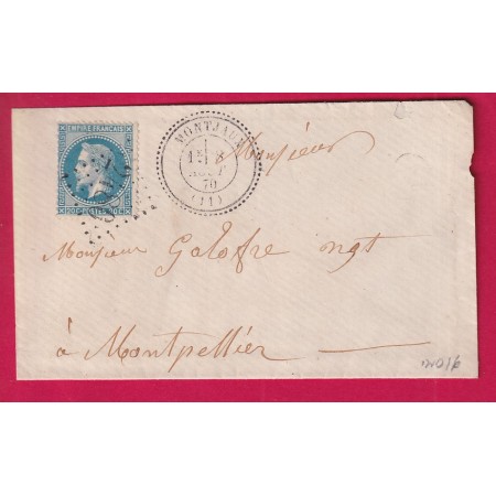 N°29 GC 2480 MONTJAUX AVEYRON CAD TYPE 22 POUR MONTPELLIER INDICE 16 LETTRE