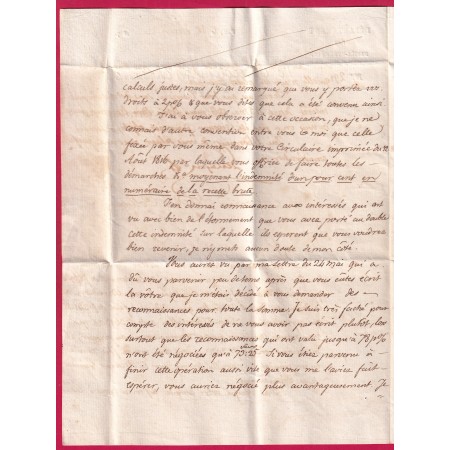 MARQUE 64 PAU ROUGE EN MANUSCRIT 1817 TEXTE LE DIRECTEUR DES CONTRIBUTIONS DIRECTS POUR PARIS LETTRE