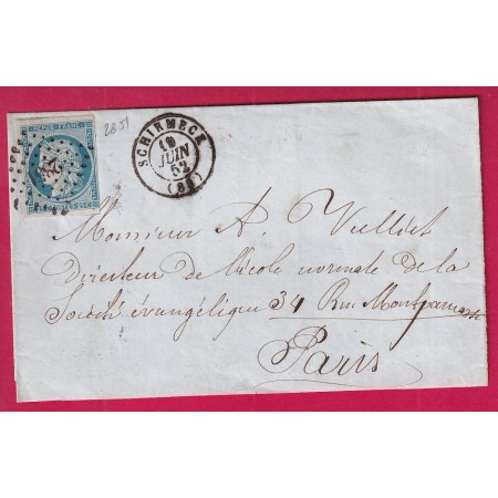 N°4 BEU FONCE BELLE NUANCE PC 2293 NONTRON DORDOGNE POUR PARIS 1852 LETTRE