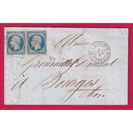 N°10 PAIRE PC 934 CONDE SUR NOIREAU CALVADOS POUR BOURGES CHER LETTRE
