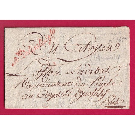 FRANCHISE MINISTRE DE LA POLICE PARIS 1797 SIGNE COCHON IMPRIME POUR PARIS LETTRE