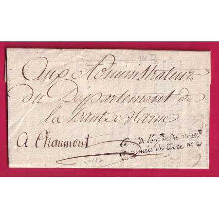 FRANCHISE COM ORG ET MOUVEMENT ARMEE DE TERRE N°2 1795 POUR CHAUMONT HAUTE MARNE LETTRE