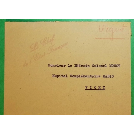 FRANCHISE LE CHEF DE L'ETAT FRANCAIS POUR MEDECIN COLONEL HOPITAL COMPLEMENTAIRE RADIO VICHY WW2 LETTRE COVER FRANCE
