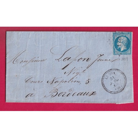 N°14 PC 1459 LE GUA CHARENTE IFERIEURE POUR BORDEAUX CAD TYPE 22 LETTRE