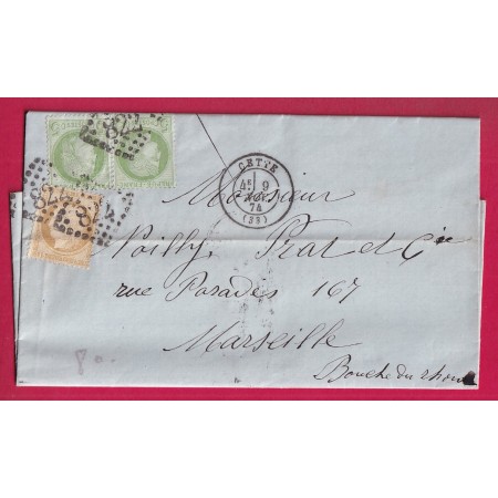 N°53 PAIRE 55 GC 822 CETTE HERAULT POUR MARSEILLE 1871 LETTRE