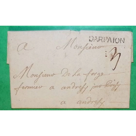 MARQUE DARPAION ARPAJON SEINE ET OISE POUR ANDRESY LN N°1 1760 LETTRE COVER FRANCE