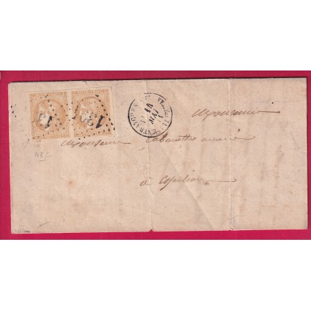N°43B PAIRE TTB SIGNE BRUN GC 1394 ENTRAYGUES SUR TRUYERE AVEYRON POUR ESPALION LETTRE