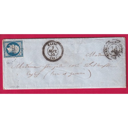 N°14 PC 2215 NAJAC AVEYRON CAD TYPE 22 POUR CAYLUX TARN ET GARONNE INDICE 17 LETTRE