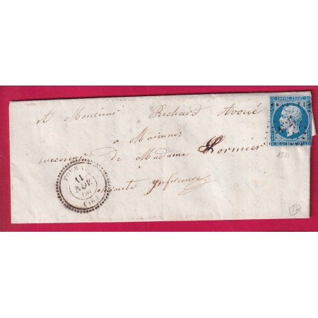 N°14 PC 1321 FOURRAS CHARENTE INFERIEURE CAD TYPE 22 POUR MARENNES LETTRE