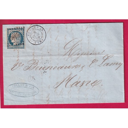 N°4 PC 2956 SURGERES CHARENTE INFERIEURE POUR LE HAVRE LETTRE