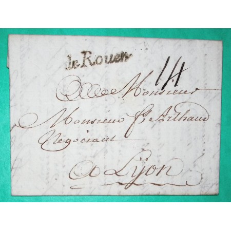 MARQUE DE ROUEN SEINE INFERIEURE POUR LYON RHONE LN N°8 1761