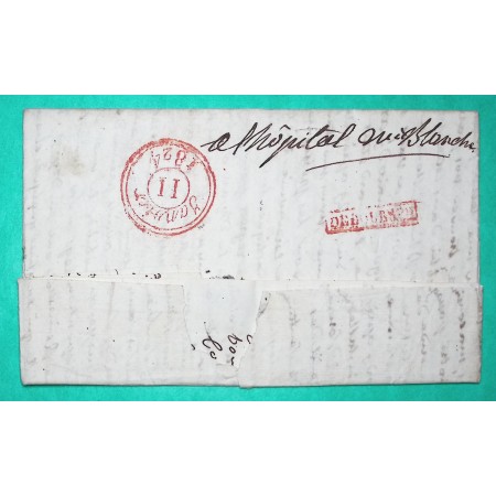 DEBOURSE DE PARIS 22mm INDICE 16 DEPART CHATEAU DU LOIR SARTHE 1824