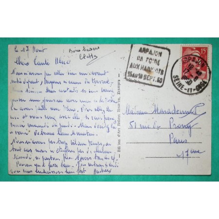 N°813 MARIANNE GANDON FLIER ARPAJON FOIRE AUX HARICOTS 1950 SEINE ET OISE CARTE POSTALE
