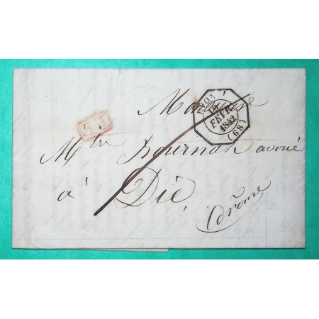 CACHET OCTOGONAL ESSAI LYON RHONE PP PORT PAYE POUR DIE DROME 1842