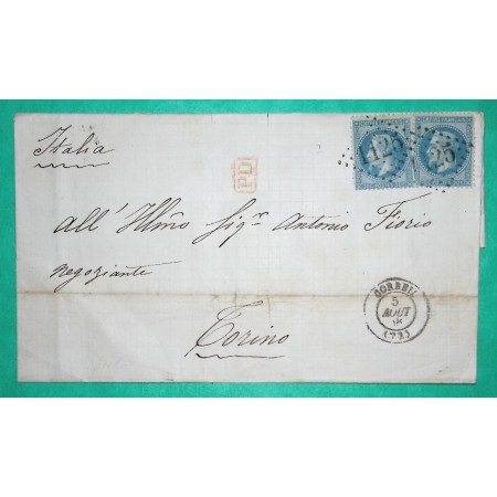 N°29 x2 GC 1125 CORBEIL SEINE ET OISE POUR TURIN ITALIE 1868