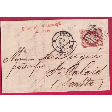 N°17 PARIS BUREAU D POUR ST CALAIS SARTHE LETTRE