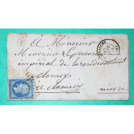 N°14 PC 2149 MONTSAUCHE NIEVRE BOITE RURALE B POUR CLAMECY 1859