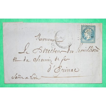 N°22 GC 2952 CAD TYPE 22 PONT ROYAL COTE D'OR POUR EPINAC SAONE ET LOIRE 1865