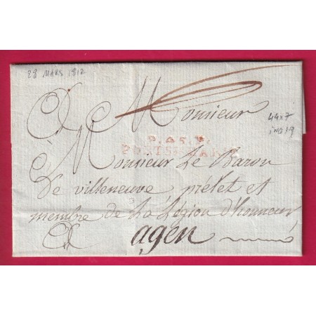 MARQUE P459 PORT STE MARIE EN ROUGE 1812 44X7 INDICE 19 LOT ET GARONNE POUR AGEN