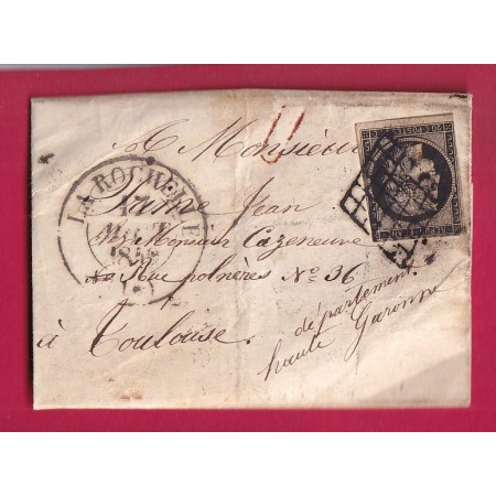 N°3 GRILLE + CAD TYPE 13 LA ROCHELLE CHARENTE INFRIEURE 17.08.1849 POUR TOULOUSE HAUTE GARONNE