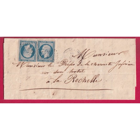 N°10 x2 PC 3253 ST PORCHAIRE CHARENTE INFERIEURE DOUBLE PORT POUR LA ROCHELLE 1852
