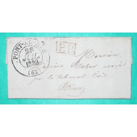 CAD TYPE 13 PONT-AU-MUR PONTAUMUR PUY DE DOME PP PORT PAYE POUR RIOM 1838