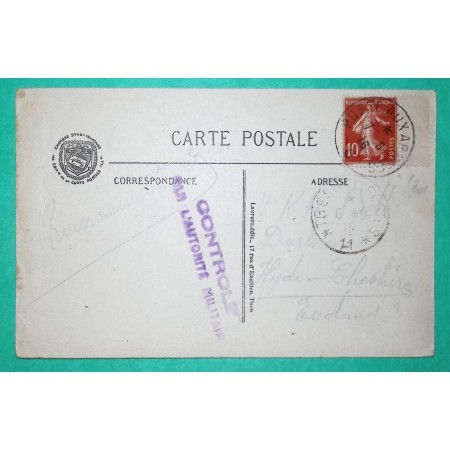 N°138 BDF SEMEUSE CARTE POSTALE SALUT AUX SOLDATS DE VERDUN CENSURE CONTROLE PAR L'AUTORITE MILITAIRE 1916 WW1