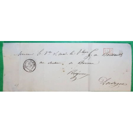 CAD TYPE 15 COLOGNE DU GERS PP PORT PAYE POUR PERIGUEUX DORDOGNE LETTRE COVER FRANCE