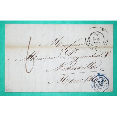 LETTRE LIVOURNE ITALIE POUR NIDERVILLER MOSELLE CACHET MARITIME TOSC. L.S.E MARSEILLE 1854