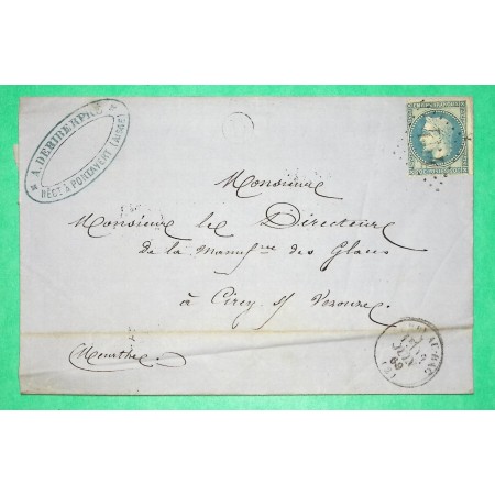 N°29 GC 454 BERRY AU BAC AISNE BOITE RURALE D PONTAVERT POUR CIREY SUR VEZOUZE MEURTHE ET MOSELLE 1869