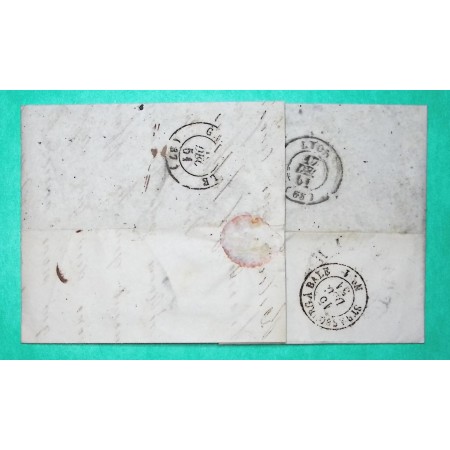 LETTRE FRANCFORT FRANKFURT ALLEMAGNE TAXE 25 MODIFIEE POUR GRENOBLE ISERE 1851