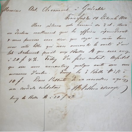 LETTRE FRANCFORT FRANKFURT ALLEMAGNE TAXE 25 MODIFIEE POUR GRENOBLE ISERE 1851