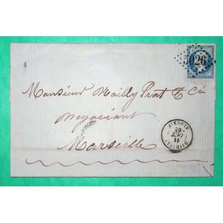 N°22 GC 5026 DJIDJELLI ALGERIE POUR MARSEILLE BOUCHES DU RHONE 1866