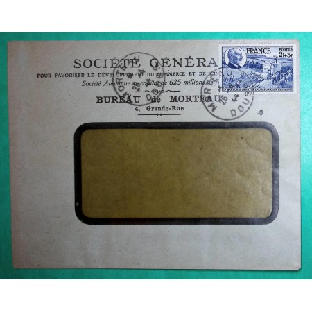 N°607 PETAIN CORPORATION PAYSANNE SEUL SUR LETTRE DOUBLE PORT MORTEAU DOUBS 1944
