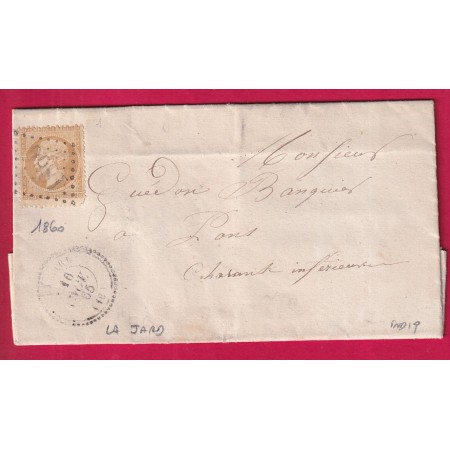 N°21 GC 1860 LA JARD CAD TYPE 22 CHARENTE INFERIEURE POUR PONS INDICE 19 LETTRE