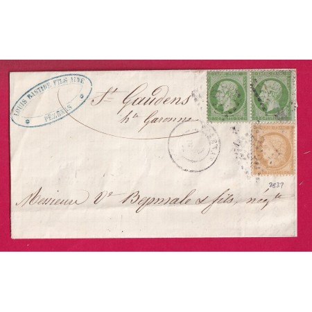 N°20 PAIRE + N°59 GC 2839 PEZENAS HERAULT POUR ST GAUDENS HAUTE GARONNE LETTRE