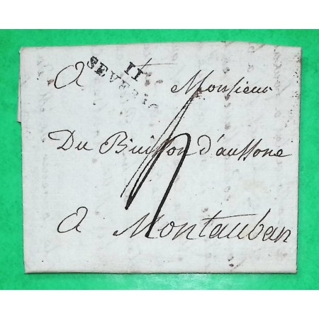 MARQUE 11 SEVERAC AVEYRON DEPART MARVEJOLS LOZERE POUR MONTAUBAN TARN ET GARONNE 27x9 1813