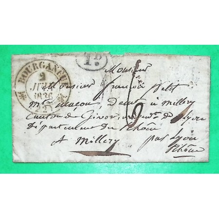 CAD TYPE 12 BOURGANEUF CREUSE DECIME RURAL LE COMPEIX POUR MILLERY RHONE 1836