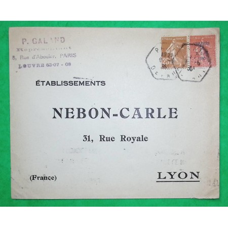 N°235 + 264 SEMEUSE SURCHARGE CONGRES B.I.T LEVEE EXCEPTIONNELLE PARIS POUR LYON 1930