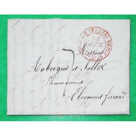 CAD TYPE 13 PARIS BUREAU DE LA CHAMBRE DES PAIRS ROUGE POUR CLERMONT FERRAND 1837