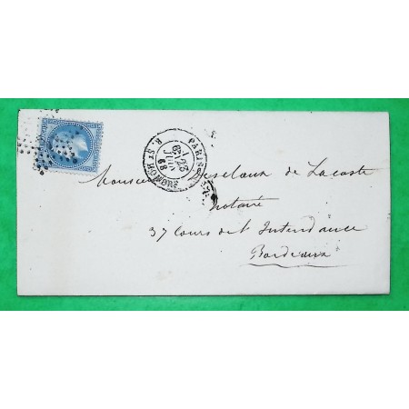 N°29 ETOILE DE PARIS N°11 R. ST HONORE POUR BORDEAUX GIRONDE 1868