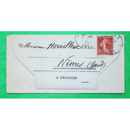 N°134 SEMEUSE SOL LETTRE GRENOBLE ISERE POUR NIMES GARD 1910
