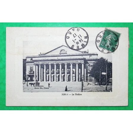 N°137 SEMEUSE + TAXE DUVAL 1C x5 GRIFFE AFFRANCHISSEMENT INSUFFISANT CARTE POSTALE NIMES GARD 1917