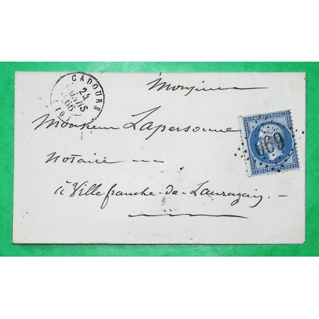 N°22 GC 690 CADOURS HAUTE GARONNE POUR VILLEFRANCHE DE LAURAGAIS 1866