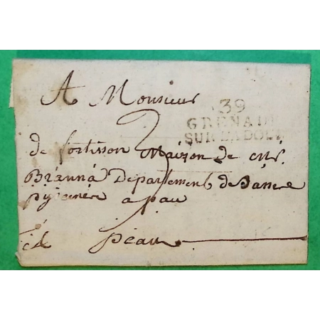 MARQUE 39 GRENADE SUR L'ADOUR LANDES POUR PAU BASSES PYRENEES 32x13 1811 LETTRE COVER FRANCE