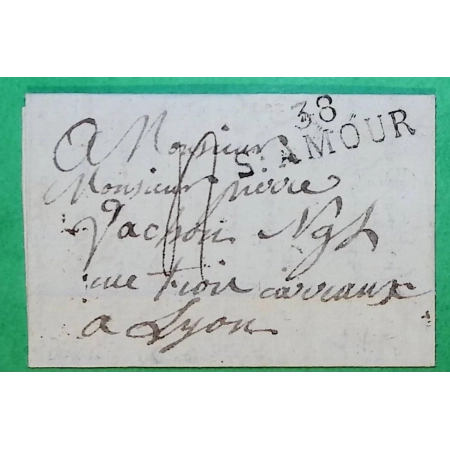 MARQUE 38 ST AMOUR JURA POUR LYON RHONE 37x12 1819 LETTRE COVER FRANCE