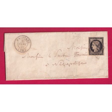N°3 GRILLE TTB CAUSSADE TARN ET GARONNE DU 27 JANVIER 1849 POUR NEGREPELISSE ARRIVE LE MEME JOUR